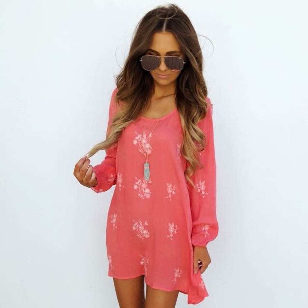 Shop Hope's Escaping in Summer Dress Coral/Ivory